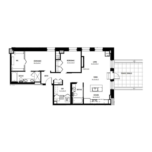 A black and white floor plan of a house with labeled rooms.