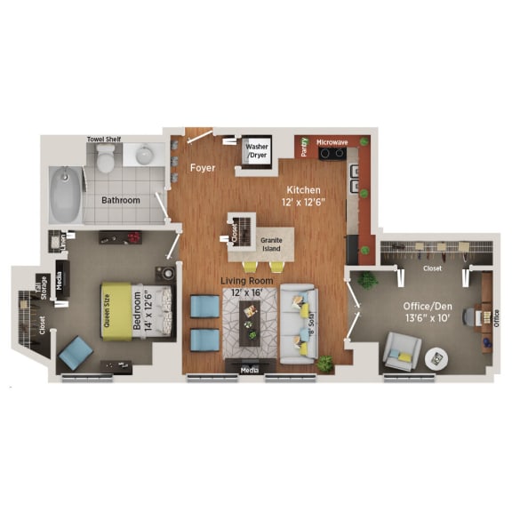 a floor plan of a home with a bedroom and a living room