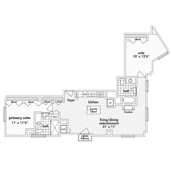 a floor plan of a 1 bedroom floor plan for a house
