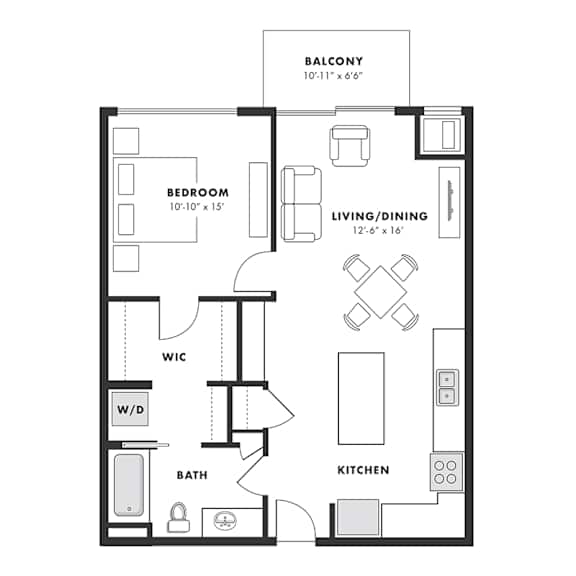 a floor plan of a 1 bedroom floor plan