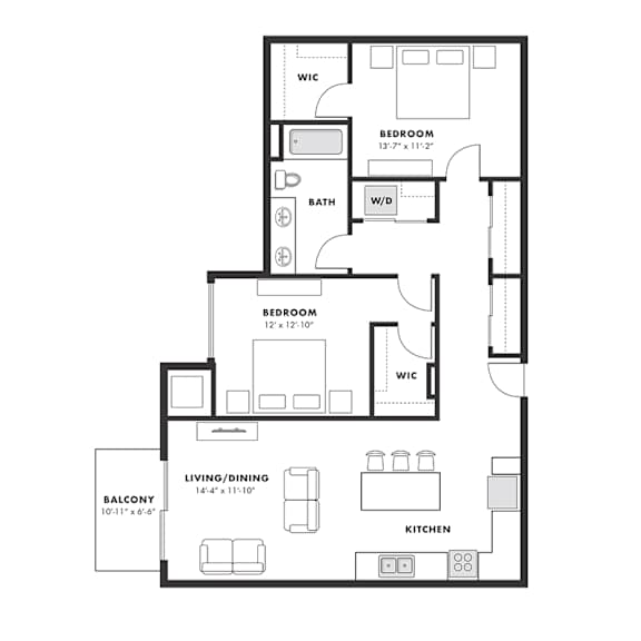 a floor plan of a 1 bedroom floor plan