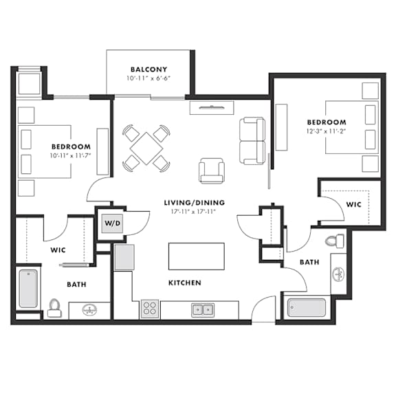 a floor plan of a bedroom floor plan with an open concept
