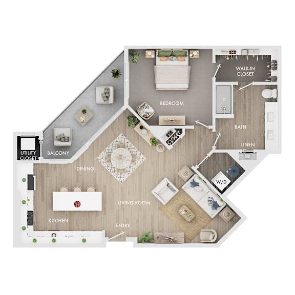 A floor plan of a house showing the layout of the rooms.