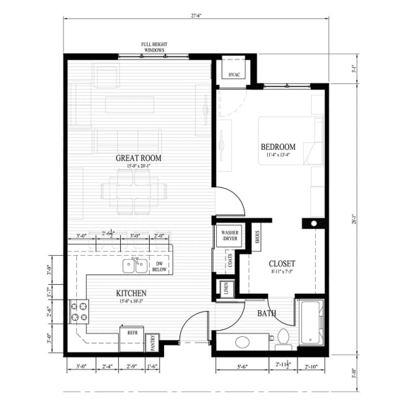 Floor Plan  a floor plan of a small house with a bedroom and a kitchen