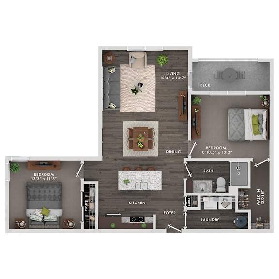 A floor plan of a house showing the layout of the bedrooms, bathrooms, and other rooms.