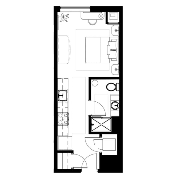 a small apartment with a small floor plan