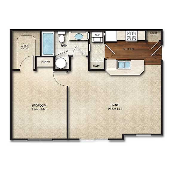 a floor plan of a small house with a bedroom and a living room