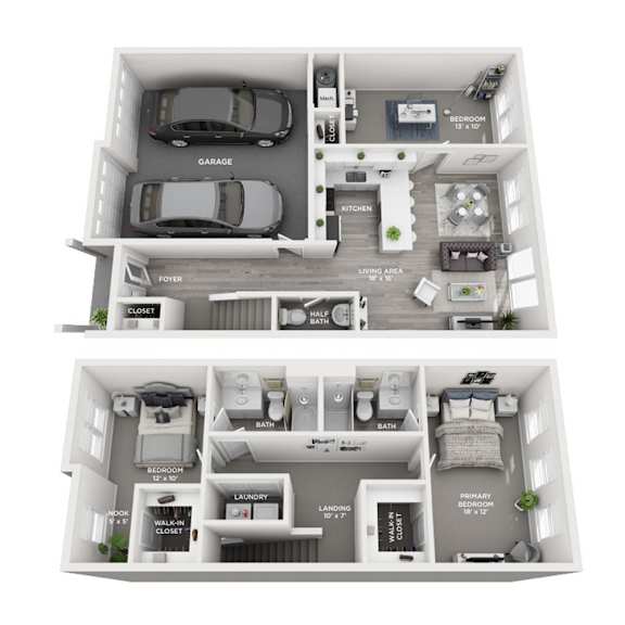 A diagram of a house showing the layout of the rooms.