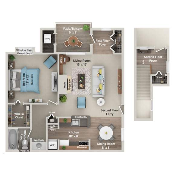 a floor plan of a house with a bedroom and a living room