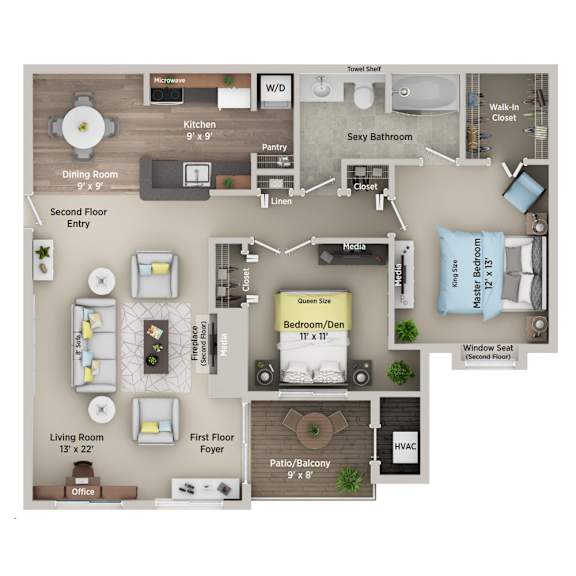 a floor plan of a house with a bedroom and a living room