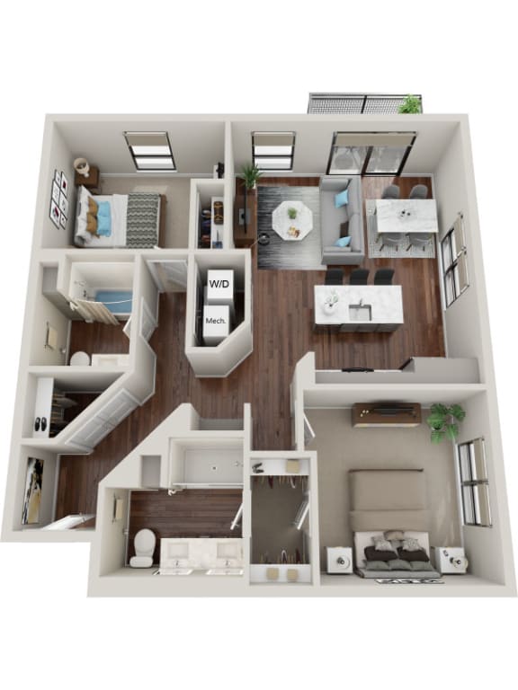Waterford Bluffs Apartments B1 Floor Plan