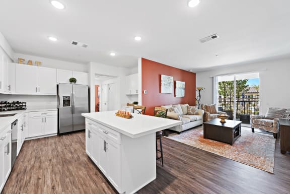 Living Room Come Kitchen at LEVANTE APARTMENT HOMES, Fontana, CA