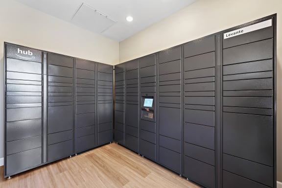 Parcel Lockers at LEVANTE APARTMENT HOMES, Fontana, California