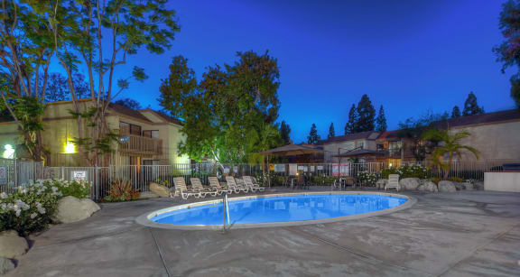 Swimming pool at Night at LAKE DIANNE, Santa Ana