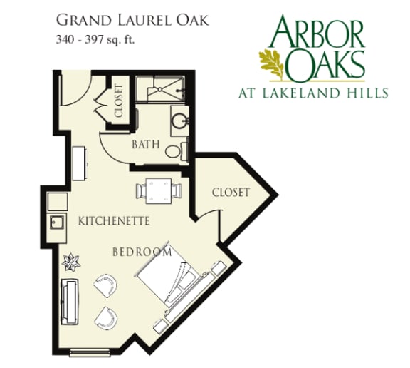 a floor plan of a bedroom floor planat Arbor Oaks at Lakeland Hills, Lakeland Florida