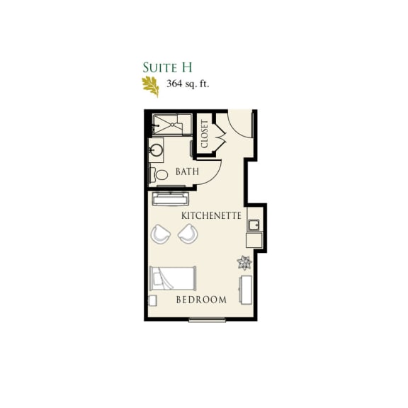 bedroom floor plan  the residences at sawmill apartments  at Arbor Oaks at Tyrone, Florida