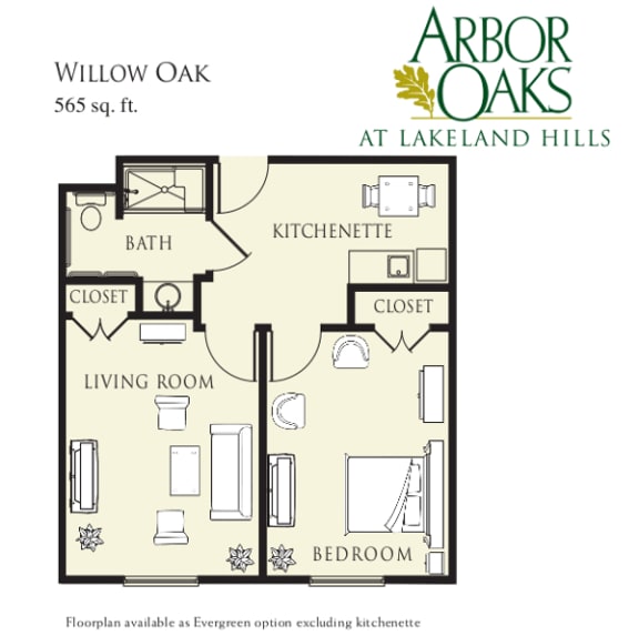 a floor plan of a bedroom apartment with a bathroom and living room at Arbor Oaks at Lakeland Hills, Lakeland, FL 33805