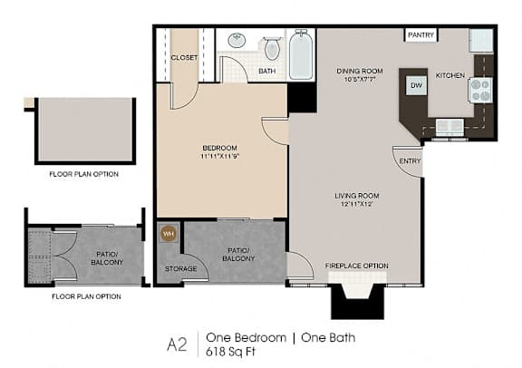 A two bedroom apartment with one bath.