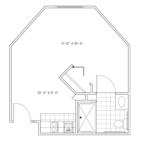 the floor plan of a small house with a garage