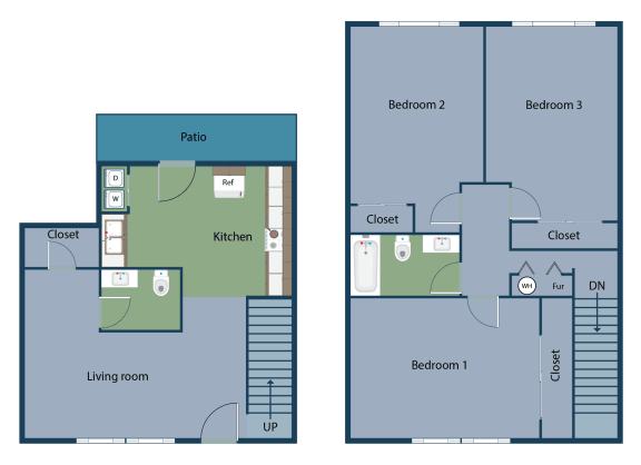 3 Bed 1.5 Bath floor plan