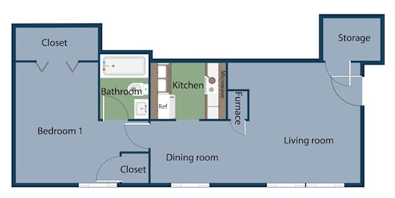 a floor plan of a living room with a kitchen and a dining room