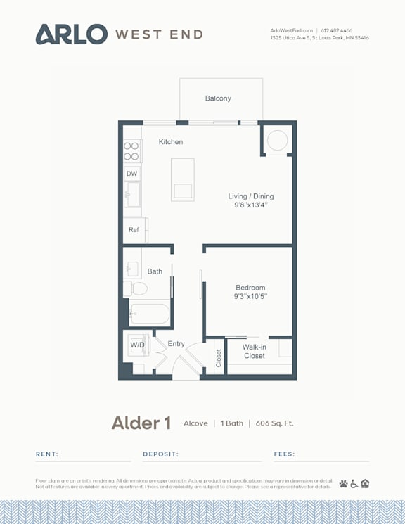 A floor plan for a property by Arlo West End.