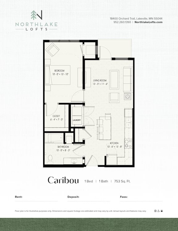 A floor plan for a property rented by Northlake Lofts.