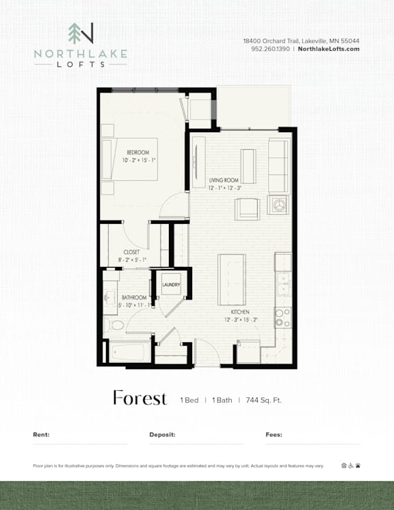 A floor plan for a property rented by Northlake Lofts.