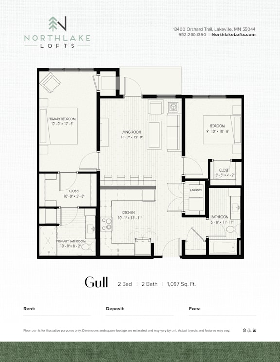 A floor plan for a property rented by Northlake Lofts.