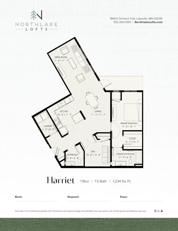 A floor plan for a property rented by Northlake Lofts.