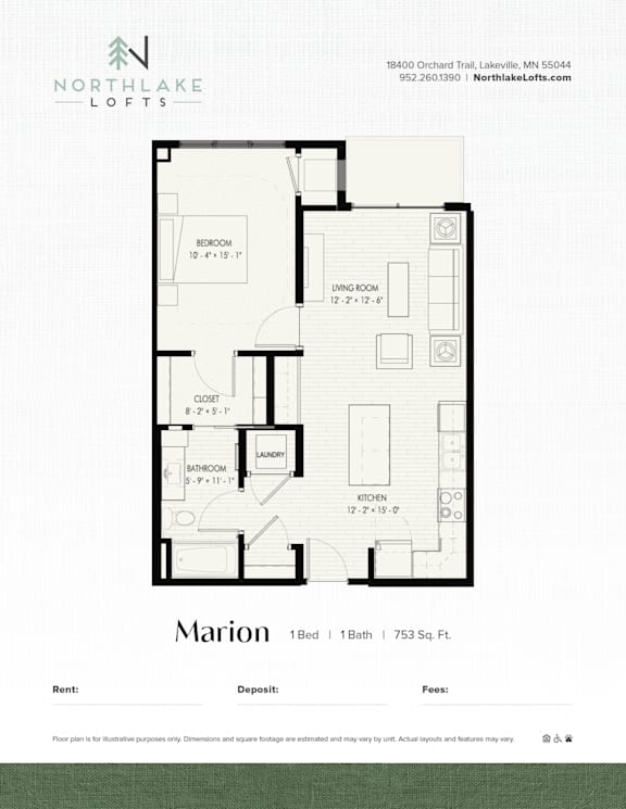 A floor plan for a property rented by Northlake Lofts.