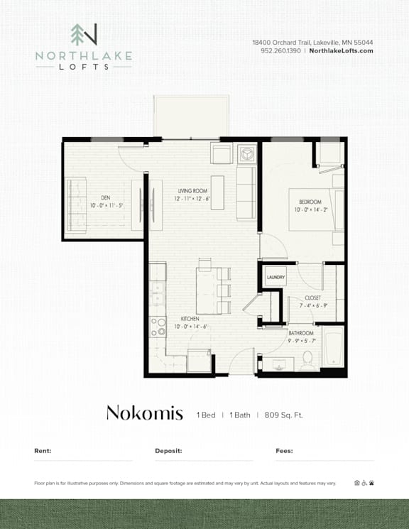 A floor plan for a property rented by Northlake Lofts.