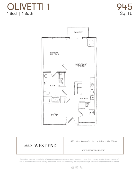 a floor plan of a bedroom apartment