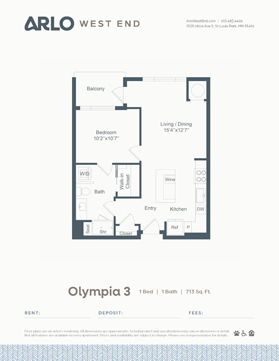 A floor plan for a property by Arlo West End.