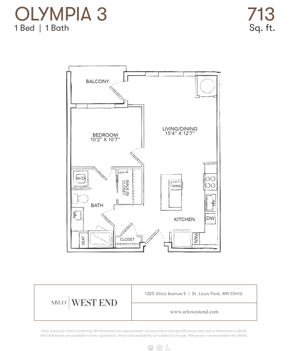a floor plan of a unit with a bedroom and a bathroom