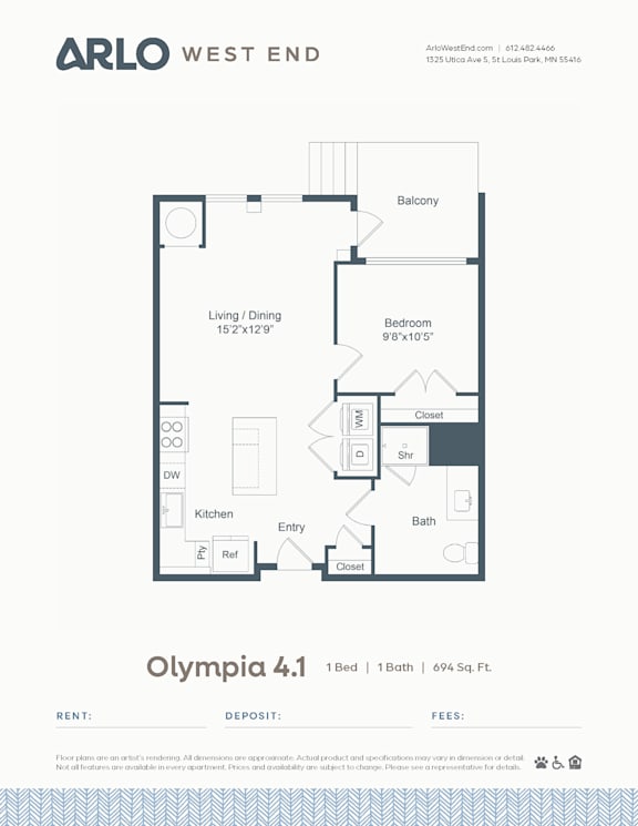A floor plan for a property by Arlo West End.