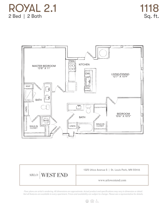 a floor plan of a bedroom apartment with a bathroom and a closet