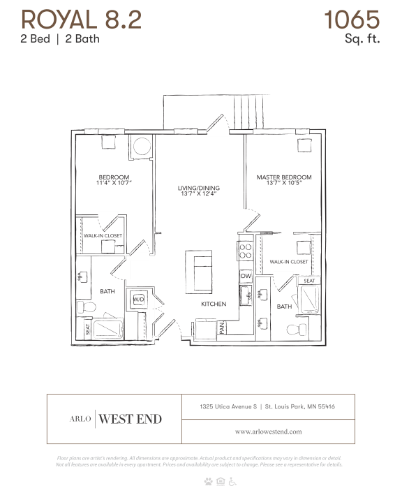 a floor plan of a bedroom apartment with a bathroom and a closet