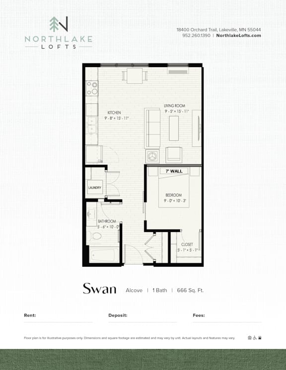 A floor plan for a property rented by Northlake Lofts.