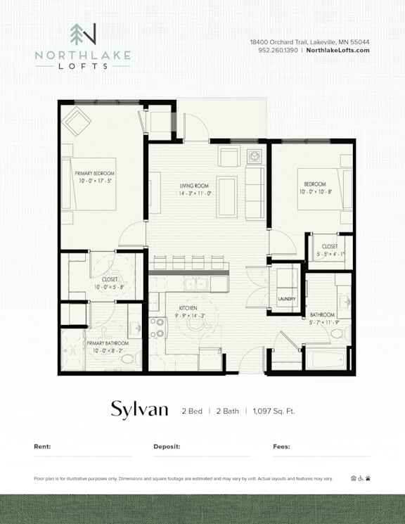 A floor plan for a property rental by Northlake Lofts.