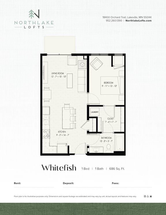 A floor plan for a property rented by Northlake Lofts.