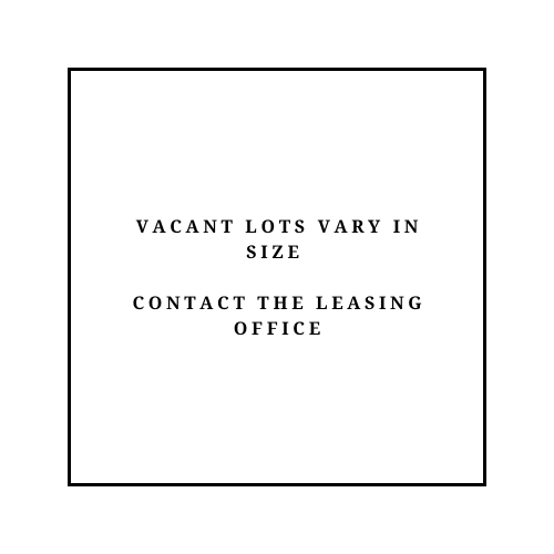 A sign stating that the vacant lots vary in size and to contact the leasing office.