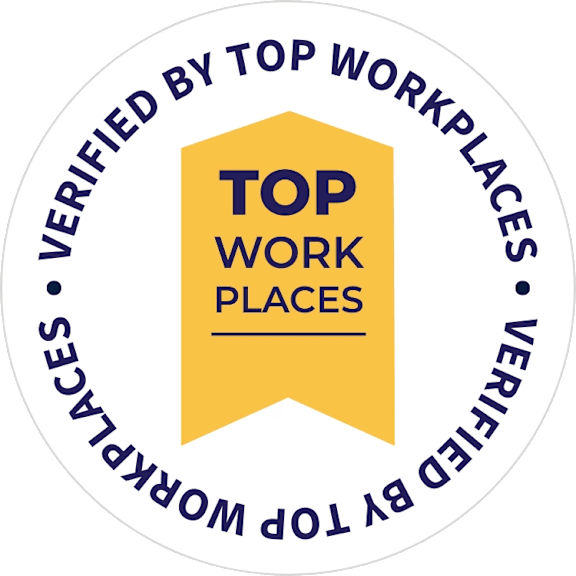 A badge stating Top Work Places is verified by top workplaces.