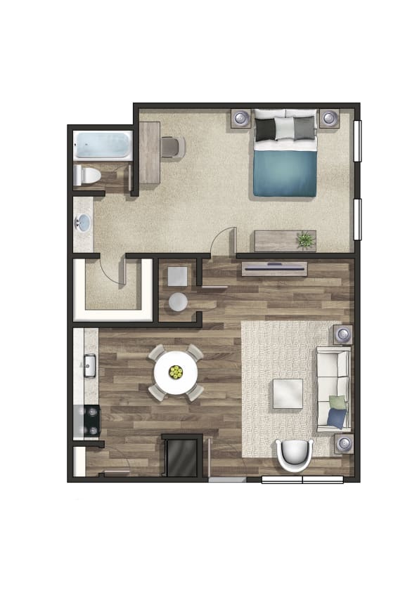Floor Plan  Midtown 250 - one bedroom floor plan rendering