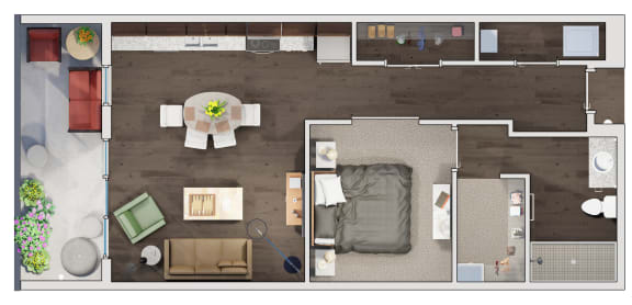 1 bed 1 bath floor plan R at 20 Midtown, Birmingham, Alabama