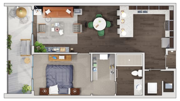 1 bed 1 bathroom floor plan C at 20 Midtown, Birmingham, 35233