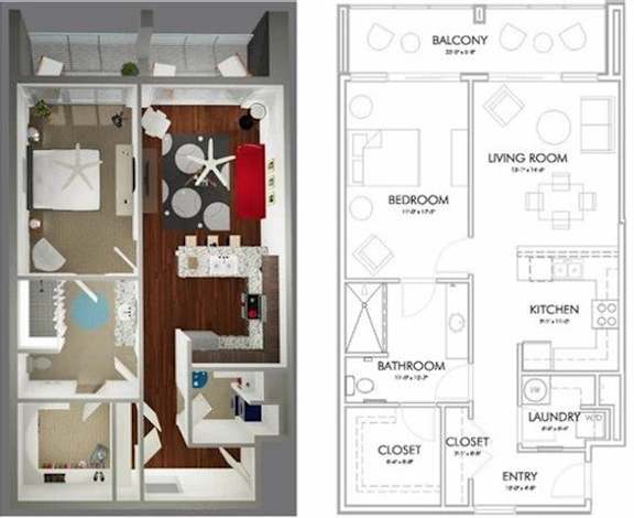 A1A Floor Plan at 20 Midtown, Alabama