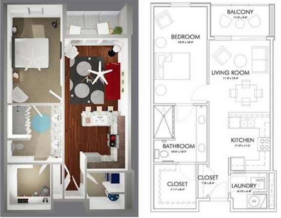 A1C Floor Plan at 20 Midtown, Birmingham