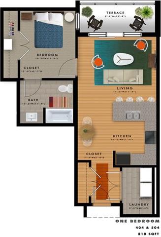A2D Floor Plan at 20 Midtown, Birmingham, Alabama