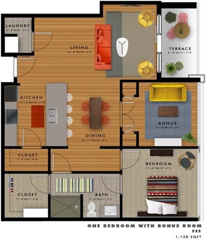 A2M2 Floor Plan at 20 Midtown, Birmingham, AL